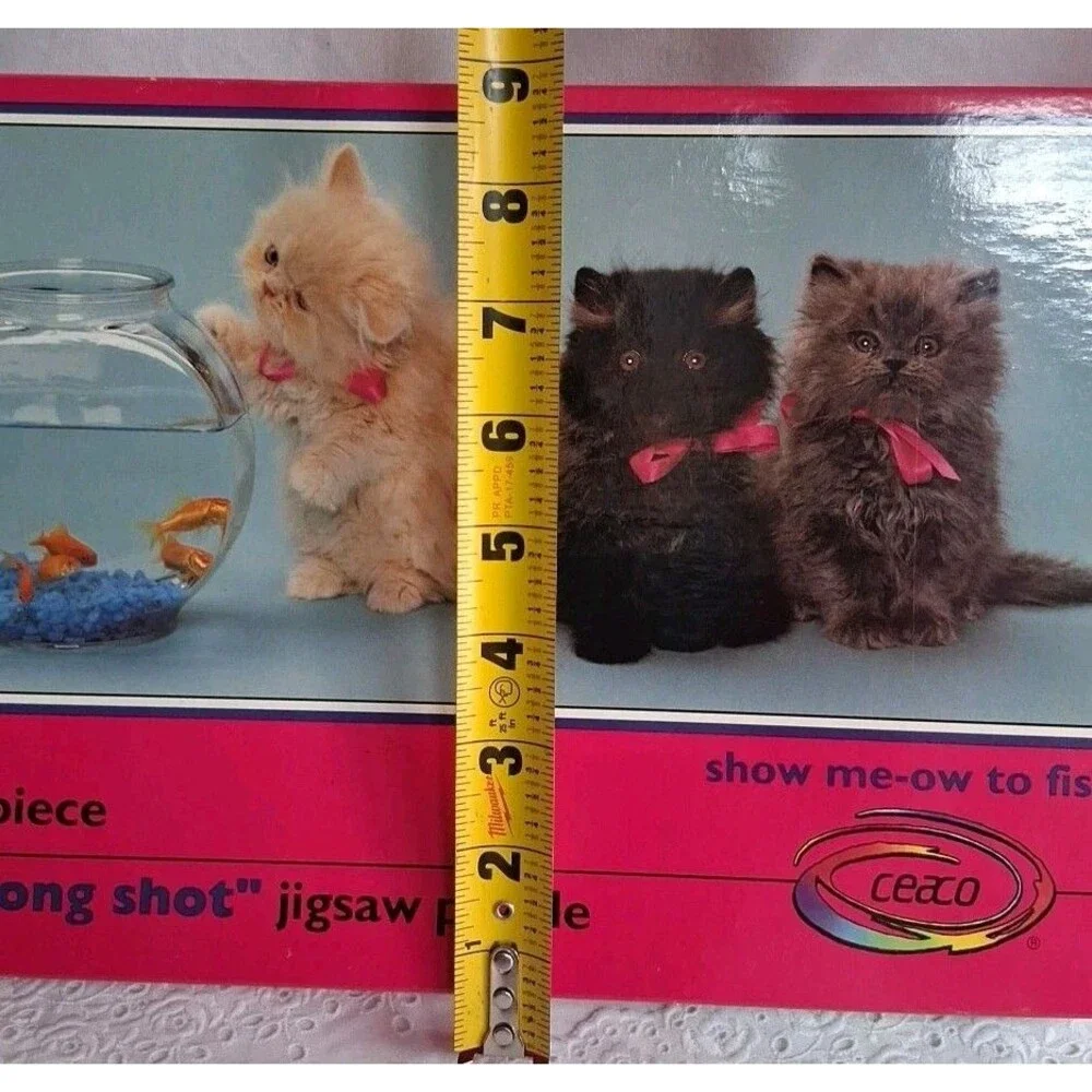 ​Sealed Ceaco Cat 700 Piece Long Shot Jigsaw Puzzle Panoramic Kittens Vintage